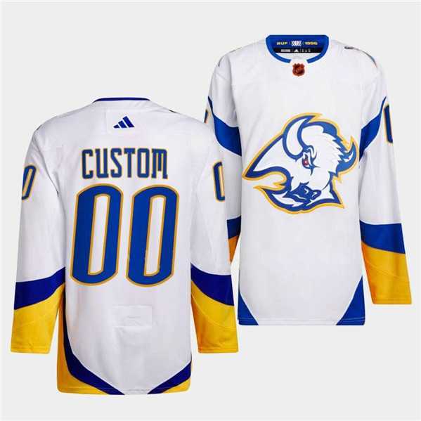 Men%27s Buffalo Sabres Custom White 2022-23 Reverse Retro Stitched Jersey->customized nhl jersey->Custom Jersey